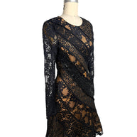 Oscar de la Renta runway lace dress angled view long sleeve