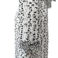 Oscar de la Renta 2015 tweed dress texture detail black and white woven fabric close-up