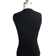 Back view of Oscar de la Renta textured black wool knit shell top on mannequin