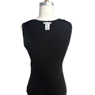 Full back view of Oscar de la Renta black textured sleeveless wool knit shell top