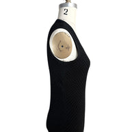 Right side profile of Oscar de la Renta textured black knit sleeveless shell top