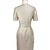 Back view of Oscar de la Renta Resort 2018 metallic champagne gold short sleeve dress