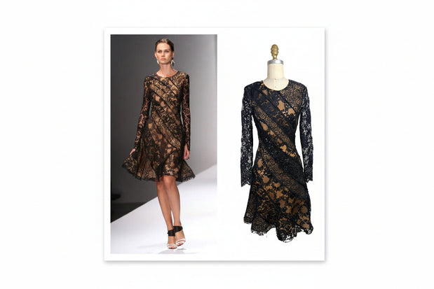 Oscar de la Renta runway comparison dress and model