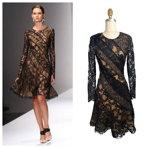 Oscar de la Renta runway comparison dress and model