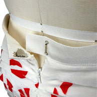 Interior hook and zipper closure detail of vintage Oscar de la Renta silk pencil skirt