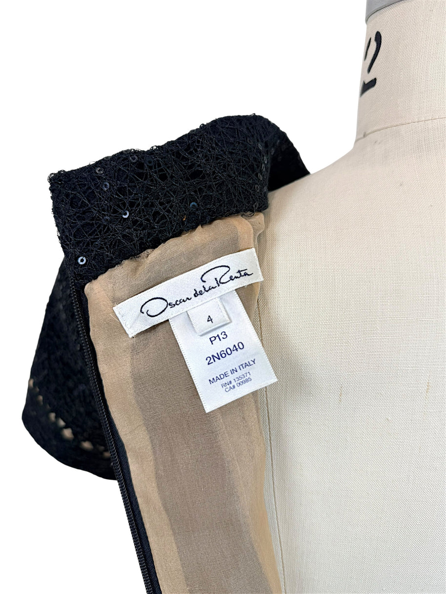 Oscar de la Renta Spring 2013 P13 designer label close up black cocktail dress size 4 made in Italy authentication detail