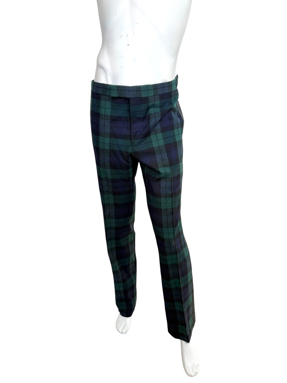 Ralph Lauren Purple Label Blackwatch plaid tuxedo pants size 36 front view