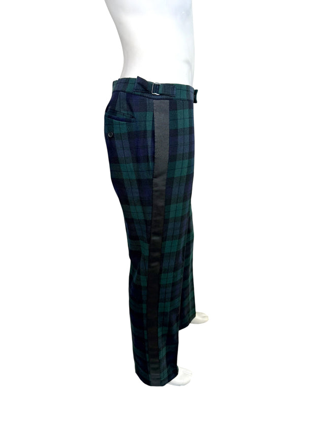 Ralph Lauren Purple Label plaid wool tuxedo pants size 36 side view