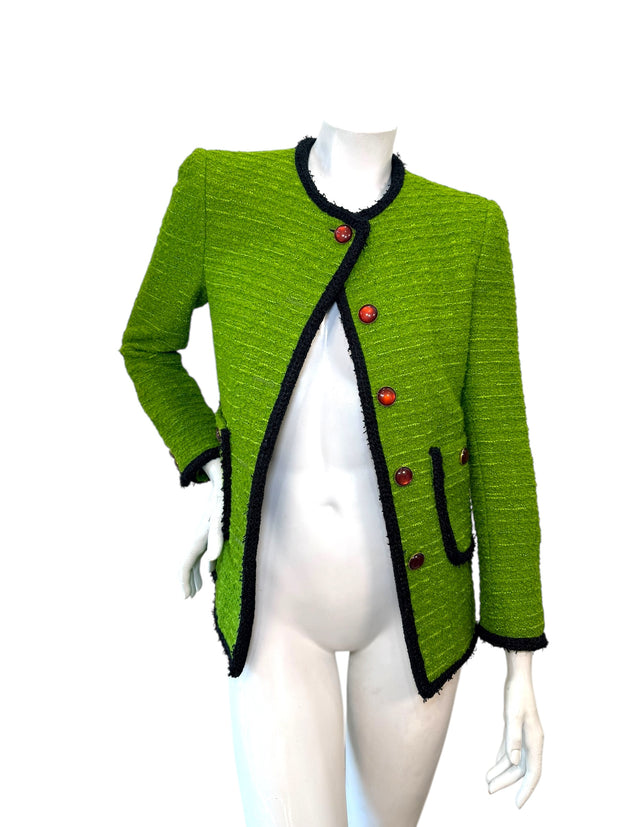 Saint Laurent 2021 green tweed jacket size FR38 front view