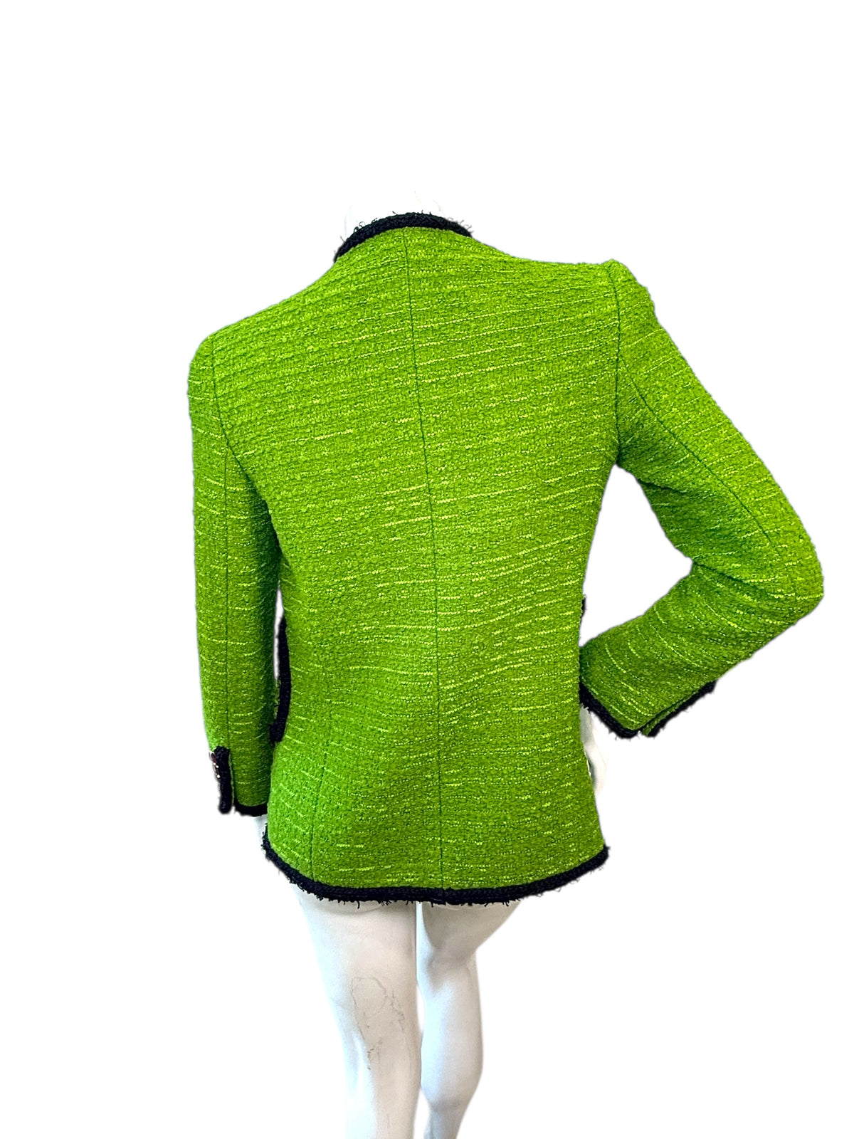 Saint Laurent green tweed jacket full back view