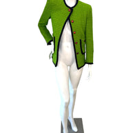 Saint Laurent green tweed jacket FR38 front view worn open on mannequin