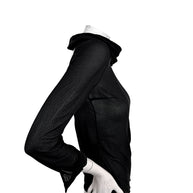 Saint Laurent Spring 2014 black sheer silk runway blouse with long sleeves and draped neckline, side view