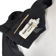 Saint Laurent Paris label inside Spring Summer 2014 Runway Look 19 black silk blouse