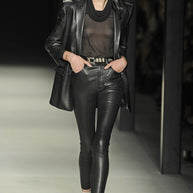 Saint Laurent Spring Summer 2014 Runway Look 19 by Hedi Slimane featuring the black sheer silk blouse