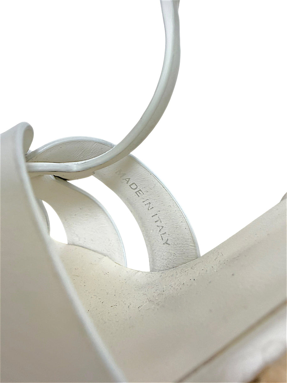 Saint Laurent Tribute white leather espadrille wedge sandal interior detail showing Made in Italy stamp