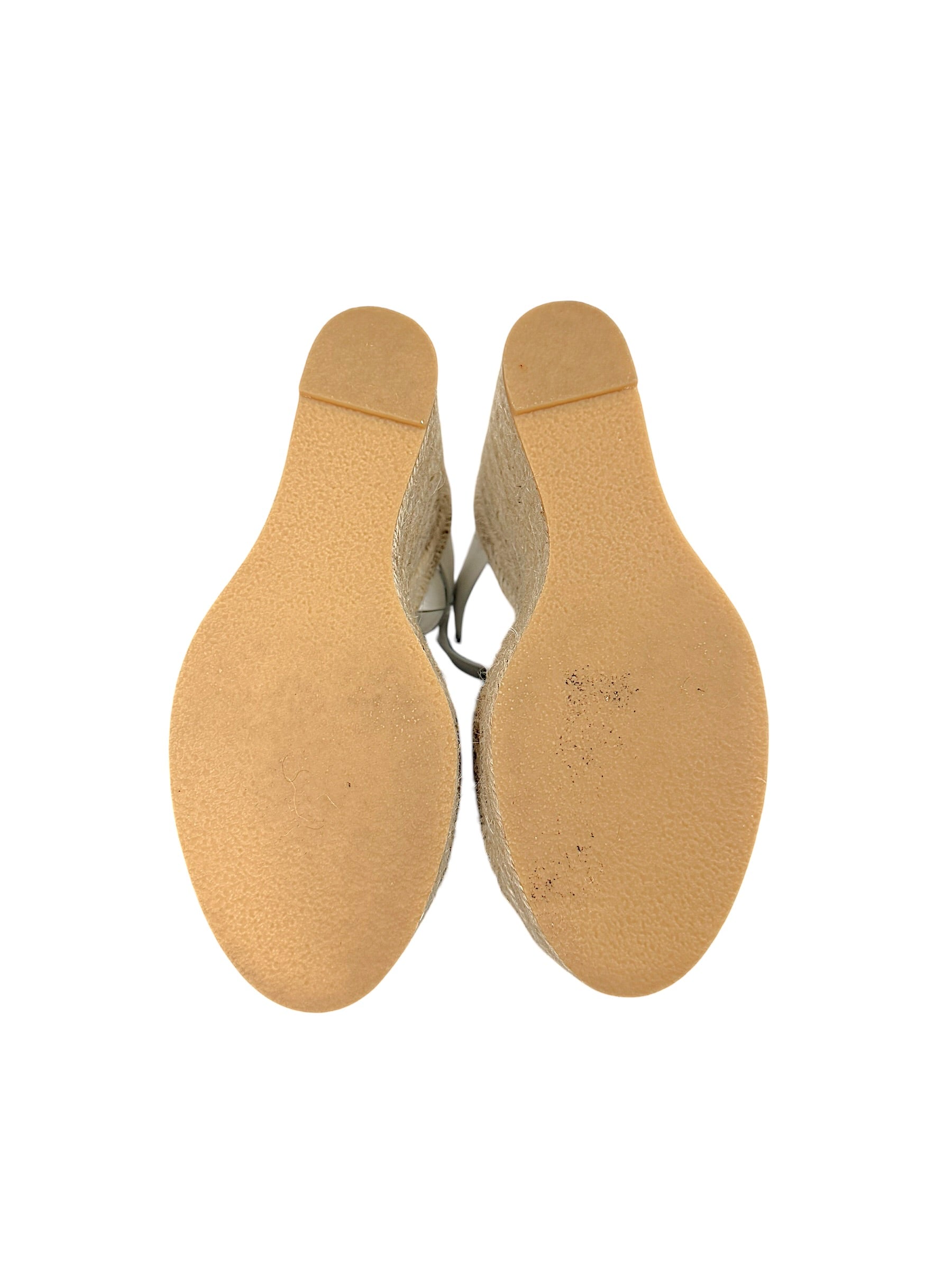 Saint Laurent Tribute espadrille platform wedge sandals size 37.5 outsole view showing wear consistent with age and use