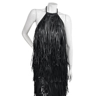 Silvia Tcherassi Resort 2024 Look 12 Susa dress in black lace with layered fringe, front view