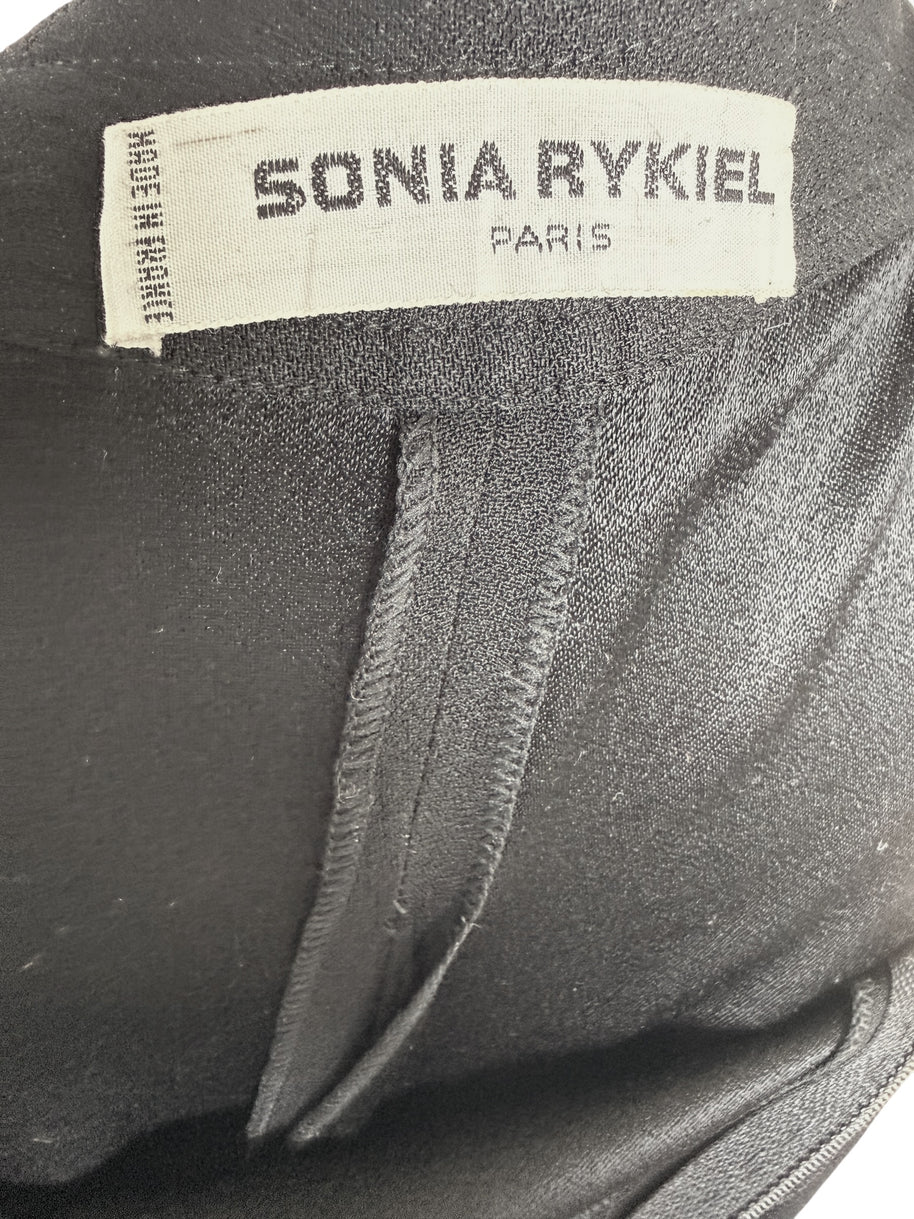 Close-up photograph of the original Sonia Rykiel Paris woven label used on vintage French designer garments.