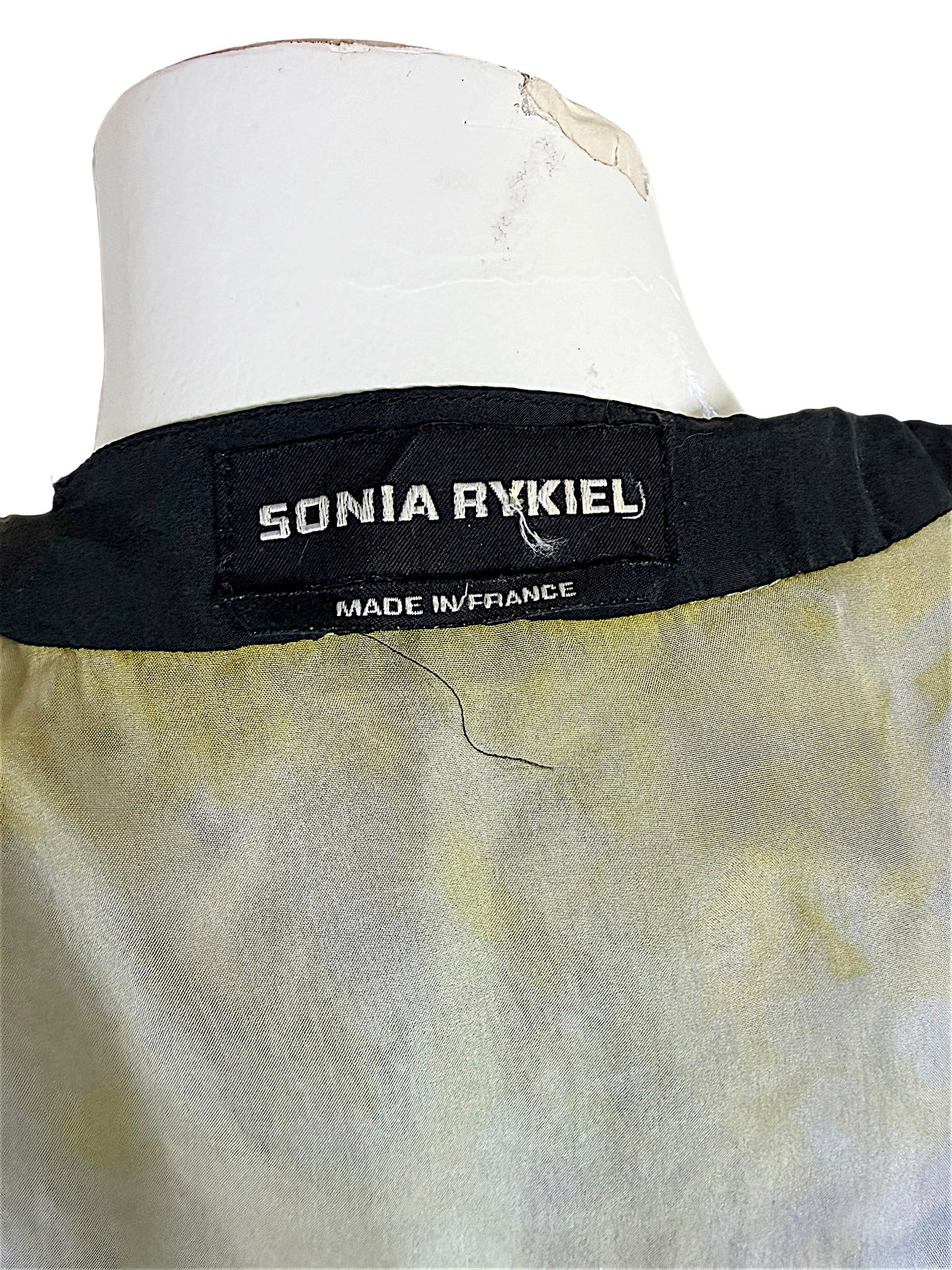 Sonia Rykiel Made in France designer label on 100% silk asymmetric dress