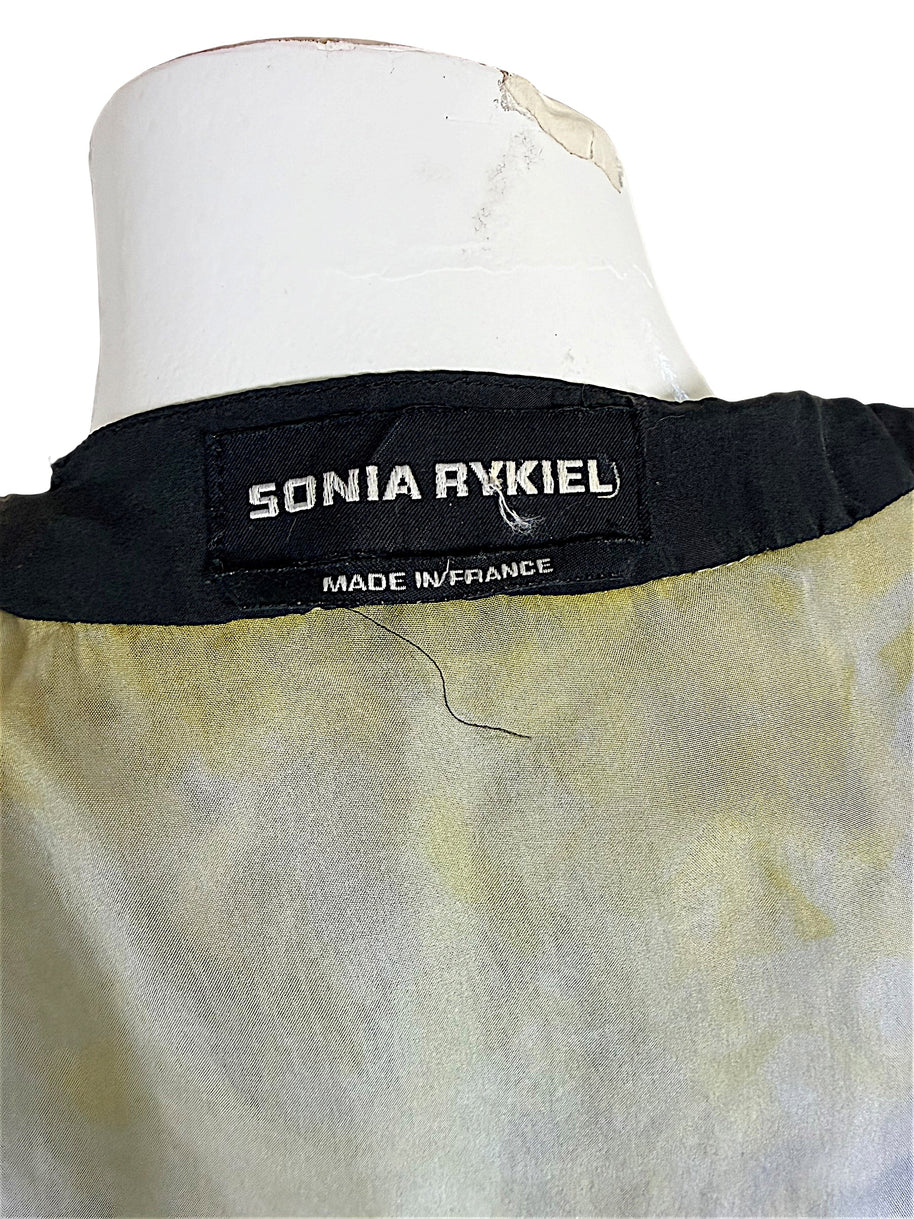 Sonia Rykiel Made in France designer label on 100% silk asymmetric dress