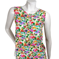 Close up Emanuel Ungaro floral silk blouse front button detail