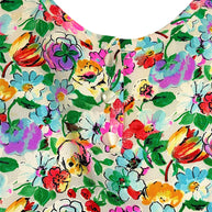 Detail of front buttons on Ungaro floral silk blouse multicolor print