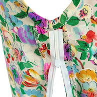Side zipper detail on Ungaro floral silk blouse vintage construction