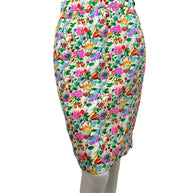 Front view Ungaro floral silk pencil skirt multicolor botanical print