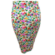 Full back view Ungaro floral silk pencil skirt vibrant multicolor print