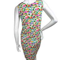Back view vintage Ungaro floral silk skirt and blouse set