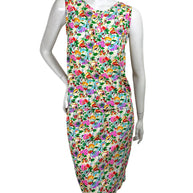 Vintage Emanuel Ungaro floral silk skirt and top set front view multicolor print