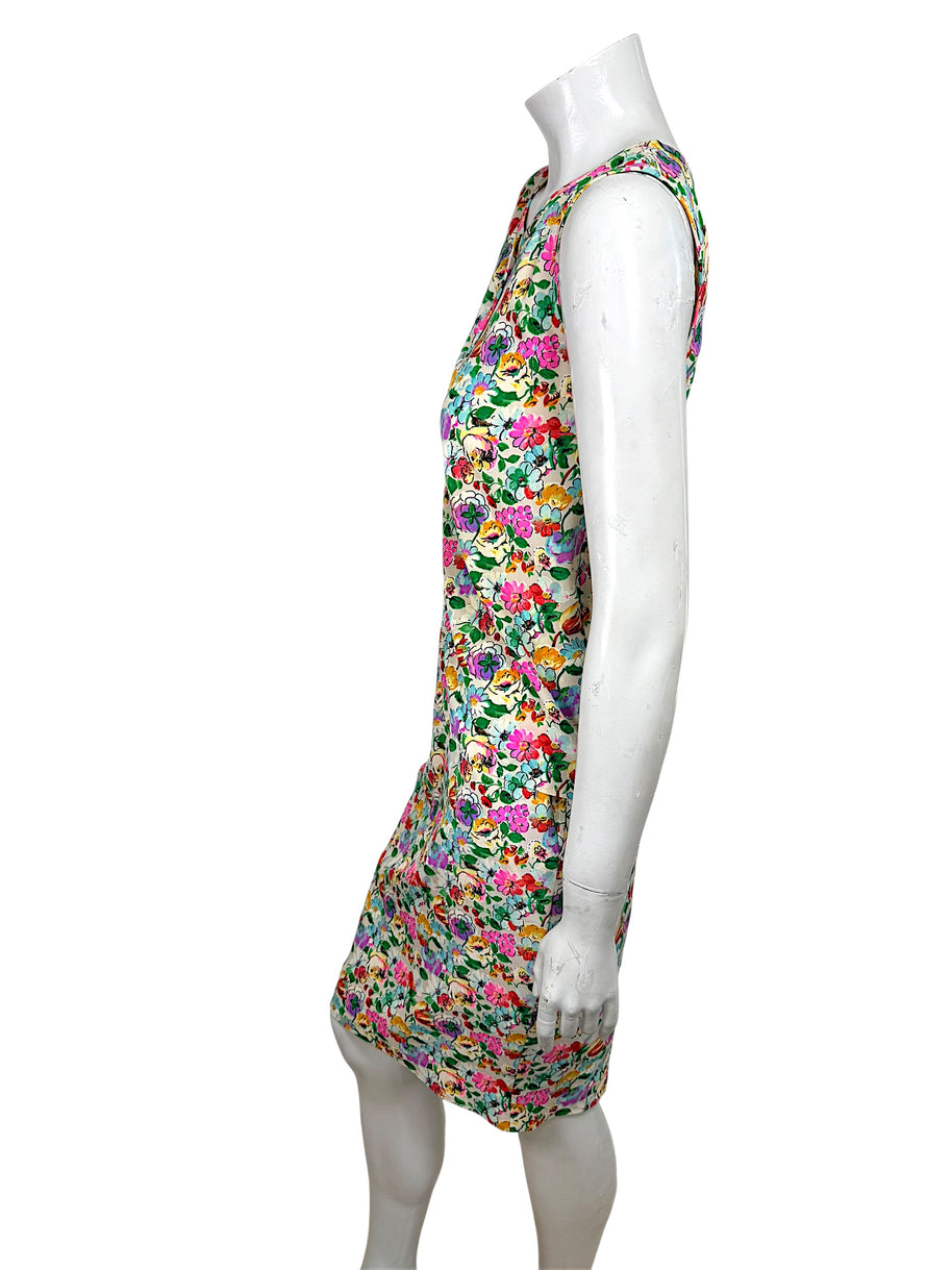 Side profile view Emanuel Ungaro floral silk skirt set sleeveless blouse