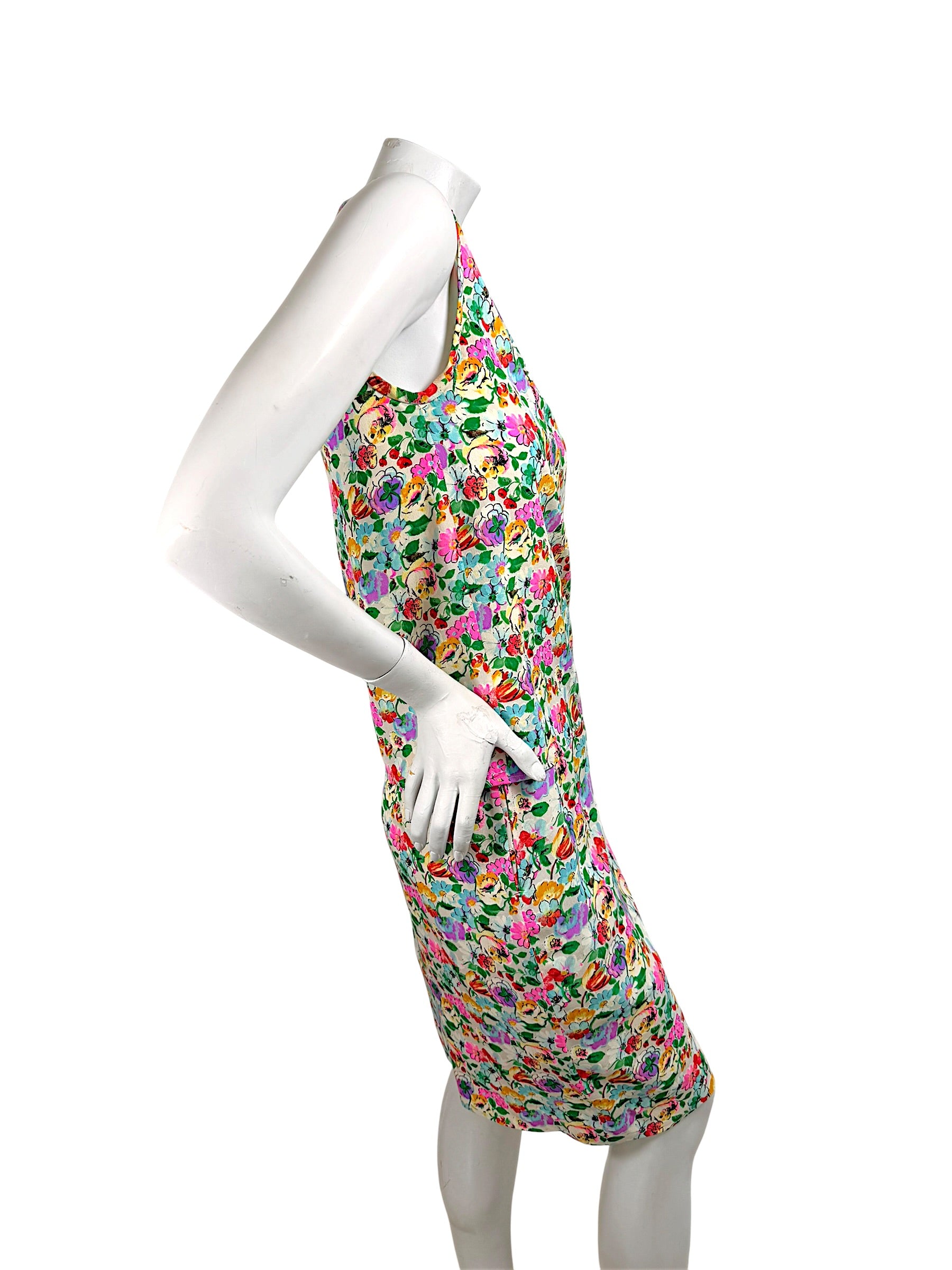 Right side view Ungaro floral silk skirt set tailored fit
