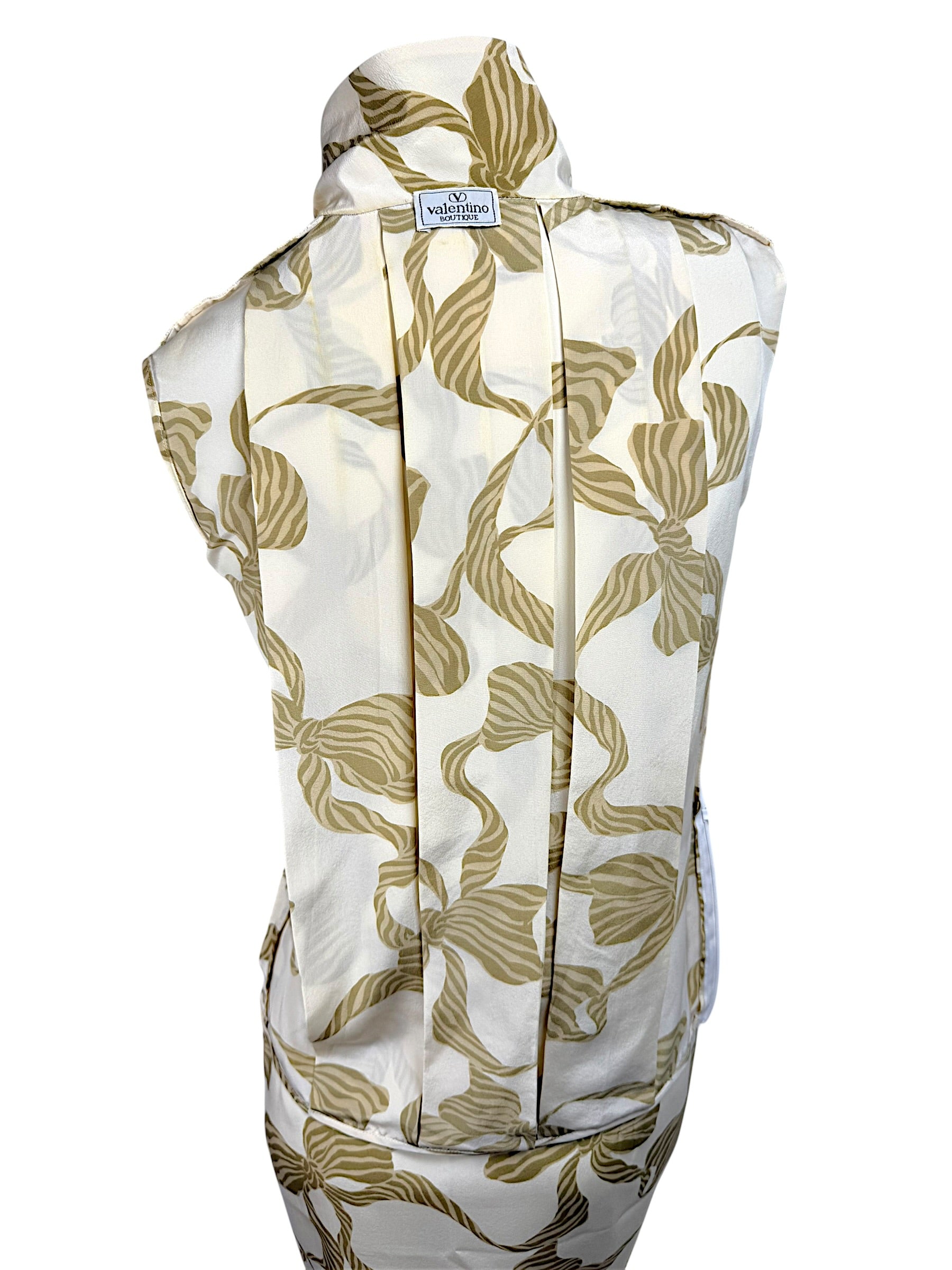 Valentino vintage blouse back view with pleated silk detail