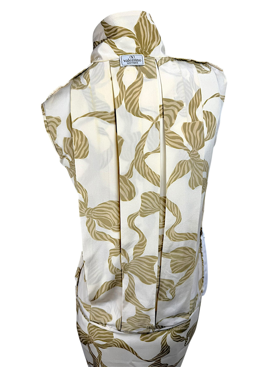 Valentino vintage blouse back view with pleated silk detail