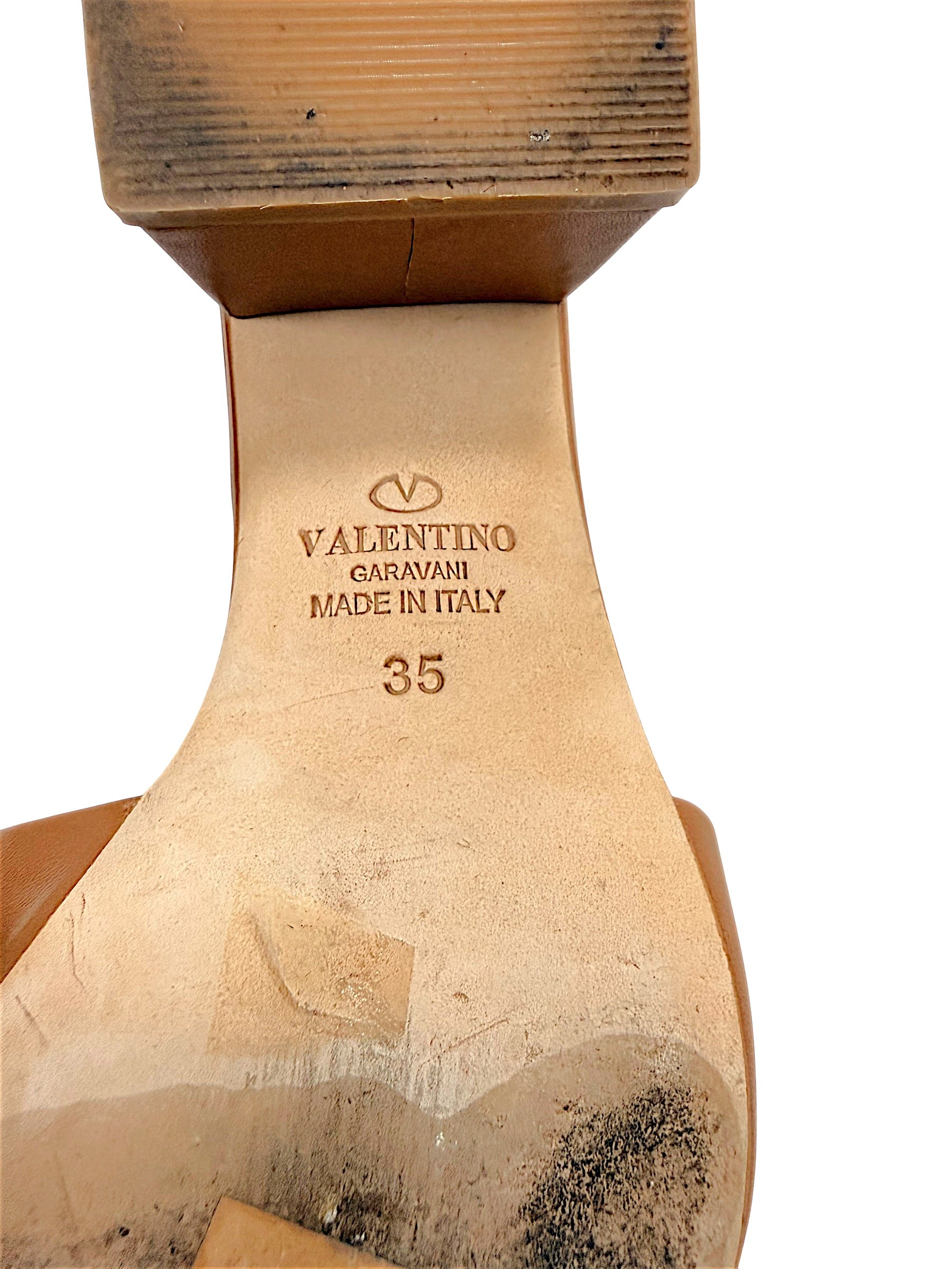 Valentino Garavani sandal outsole stamp showing Made in Italy and EU size 35