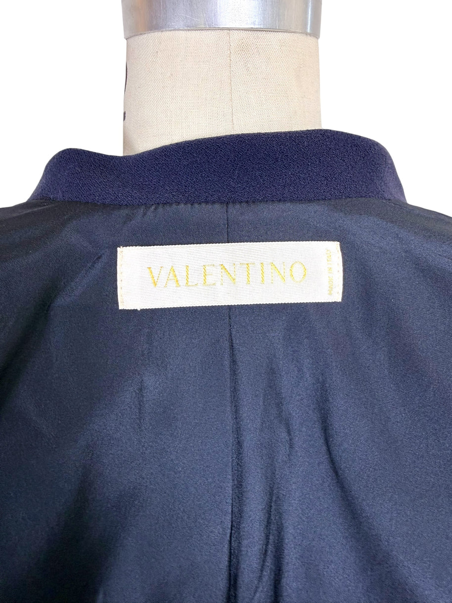 Interior Valentino designer label inside vintage navy blazer
