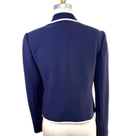 Back view of vintage Valentino navy cropped blazer jacket
