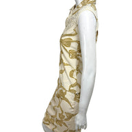 Valentino silk blouse and skirt side view sleeveless construction detail