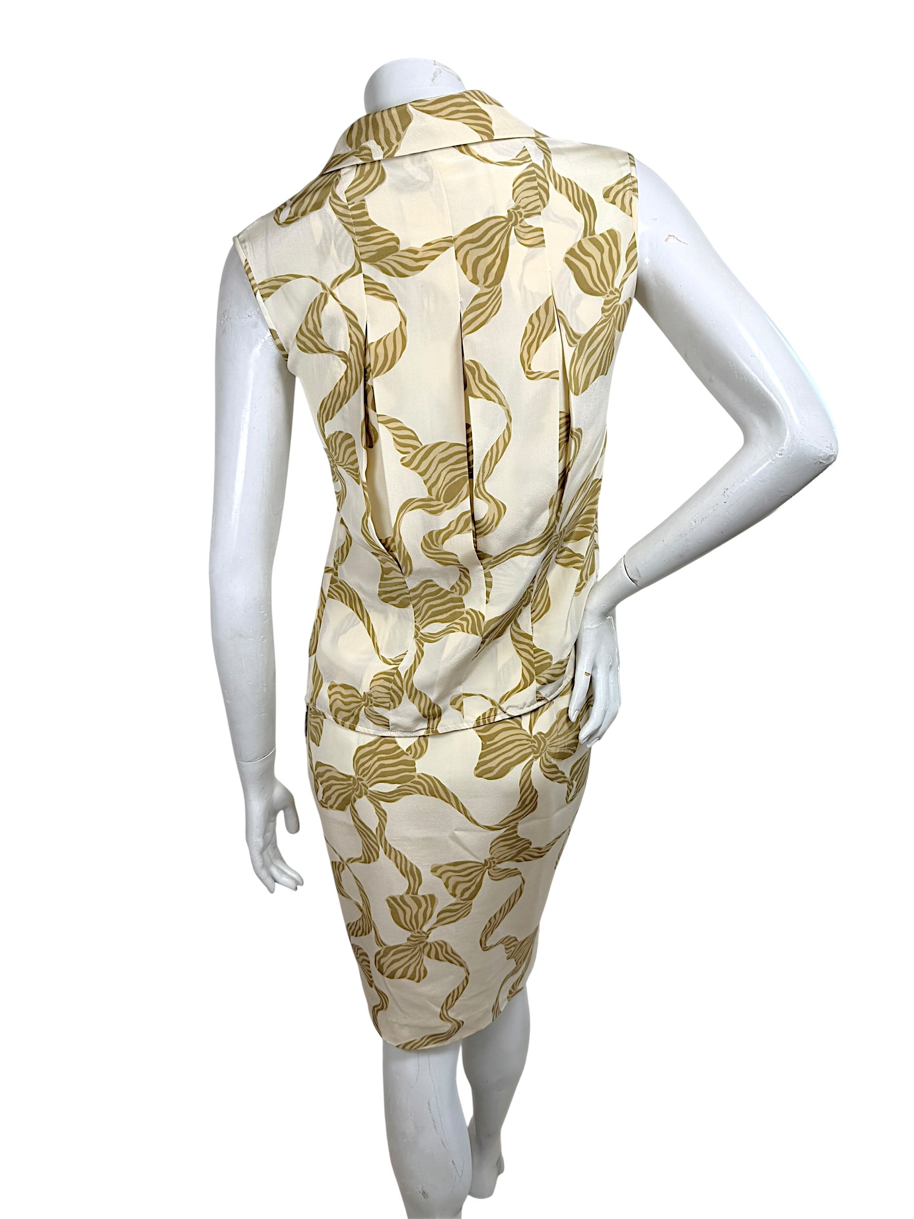Valentino vintage silk skirt and blouse set back view