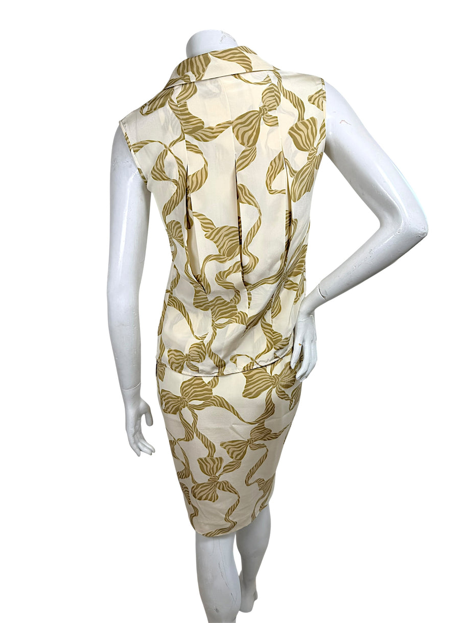 Valentino vintage silk skirt and blouse set back view
