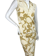 Valentino ivory silk two piece set angled front view bow print