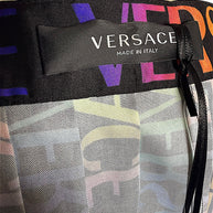 Interior Versace Made in Italy designer label on Fall Winter 2021 La Greca multicolor pleated skirt.