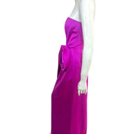 Right profile of vintage Victor Costa formal gown showcasing sculptural floral accent