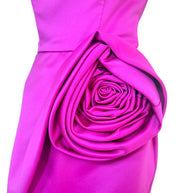Sculptural oversized rosette hip detail on vintage Victor Costa evening gown