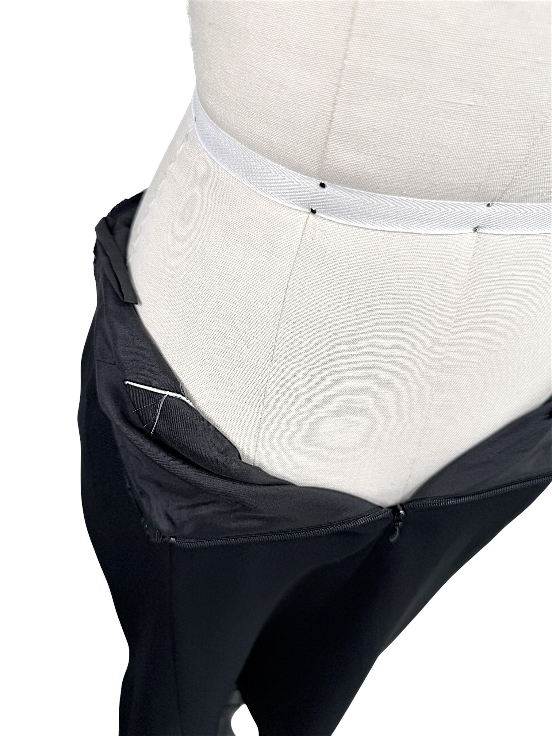 Interior construction detail of vintage Chanel skirt lining and zipper finish