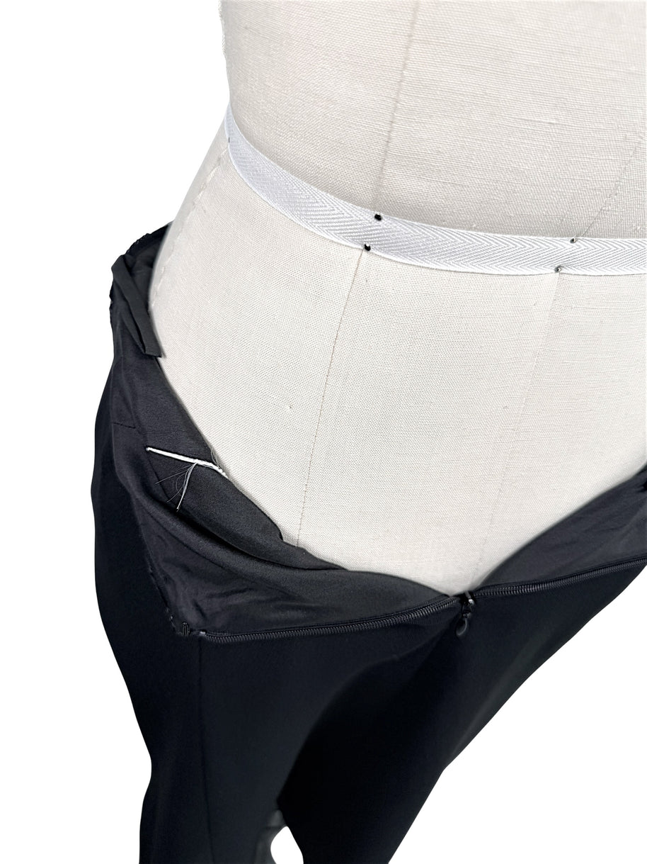 Interior construction detail of vintage Chanel skirt lining and zipper finish
