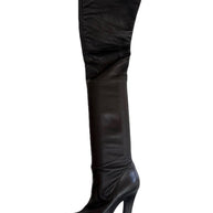 Yves Saint Laurent FW2012 black leather over-the-knee boots EU39 side angle