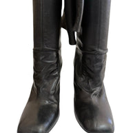 Yves Saint Laurent FW2012 black leather over-the-knee boots front view