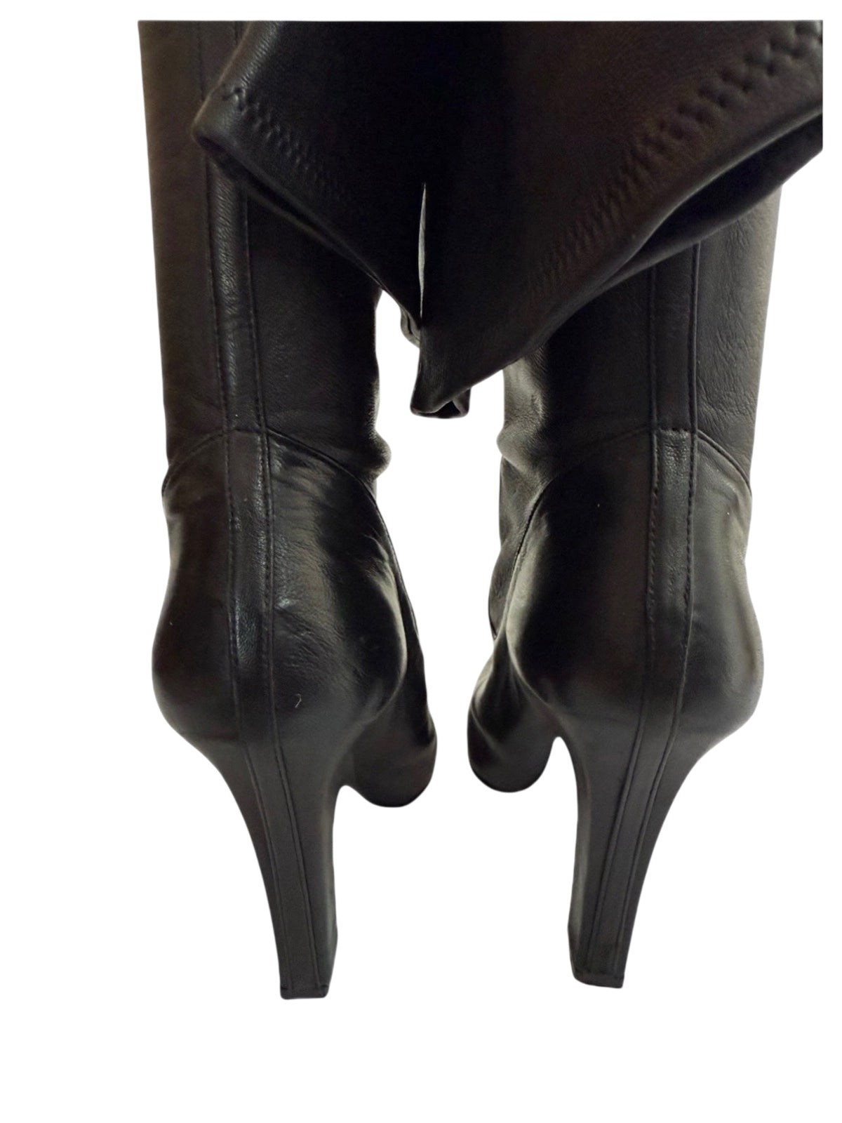 Yves Saint Laurent FW2012 black leather over-the-knee boots high heel detail